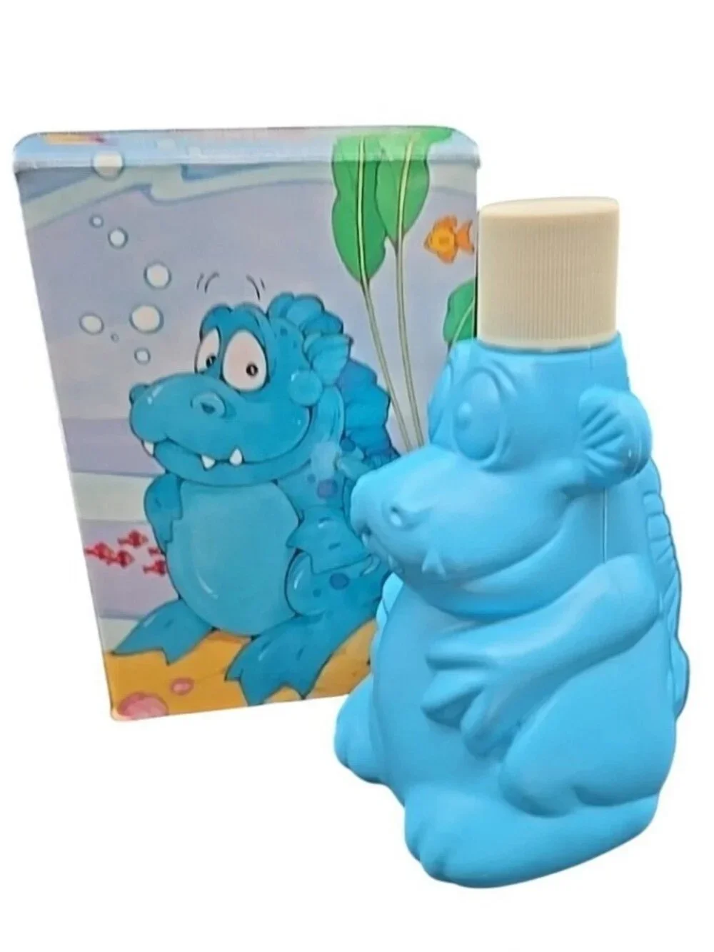 Sudsy Sinclair Blue Dinosaur Kids Liquid Soap Dispenser Set Avon Vintage 1980